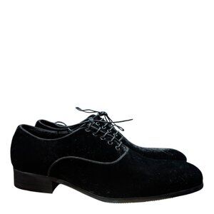 Maurice Black Velvet Lace Up Oxford Dress Shoes 44 11 Formal Event Wedding Groom